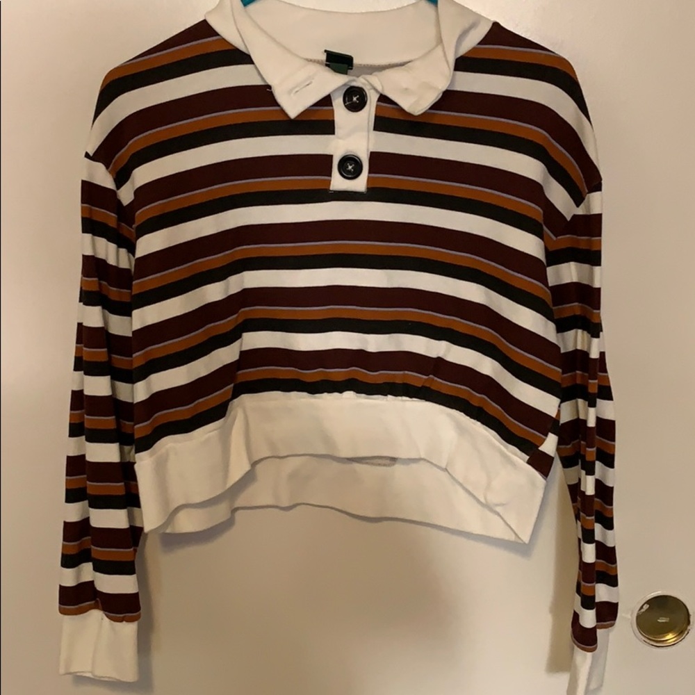 button and striped long sleeve top worn once